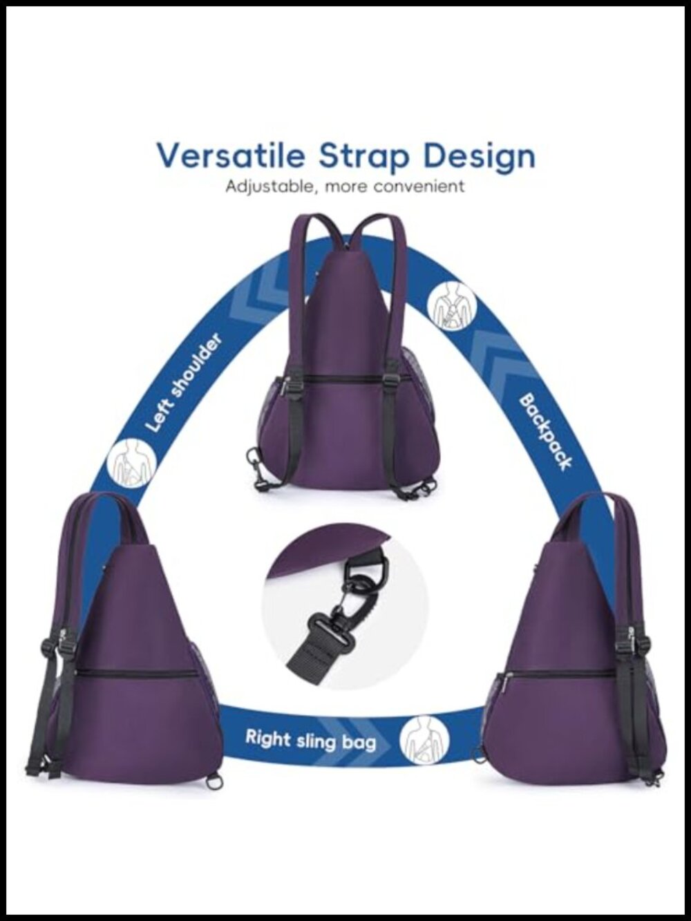 Pickleball Sling Bag โ Convertible Ultra-Light Backpack, Fits 4 Paddles - Picture 3 of 5